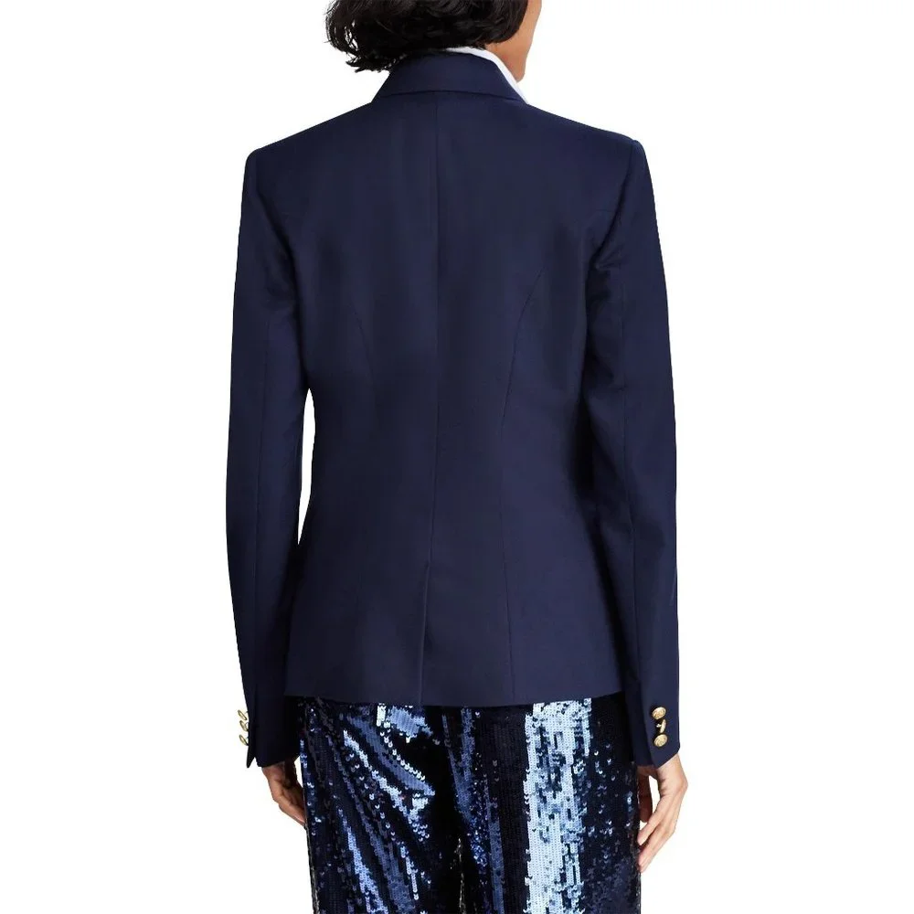 NWT Polo Ralph Lauren Women's Double Breast Wool Crest Patch Blazer Jacket 8 - Picture 3 of 9